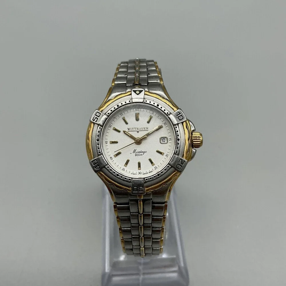 Wittnauer Montego Womens Watch 29mm Two Tone 200m Diver Date New Battery 6.5